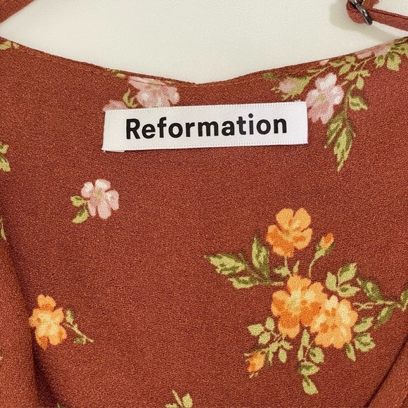 Reformation Ventura Slip Sundress Floral Mini Cami Dress Caramel Floret Large - Picture 11 of 13